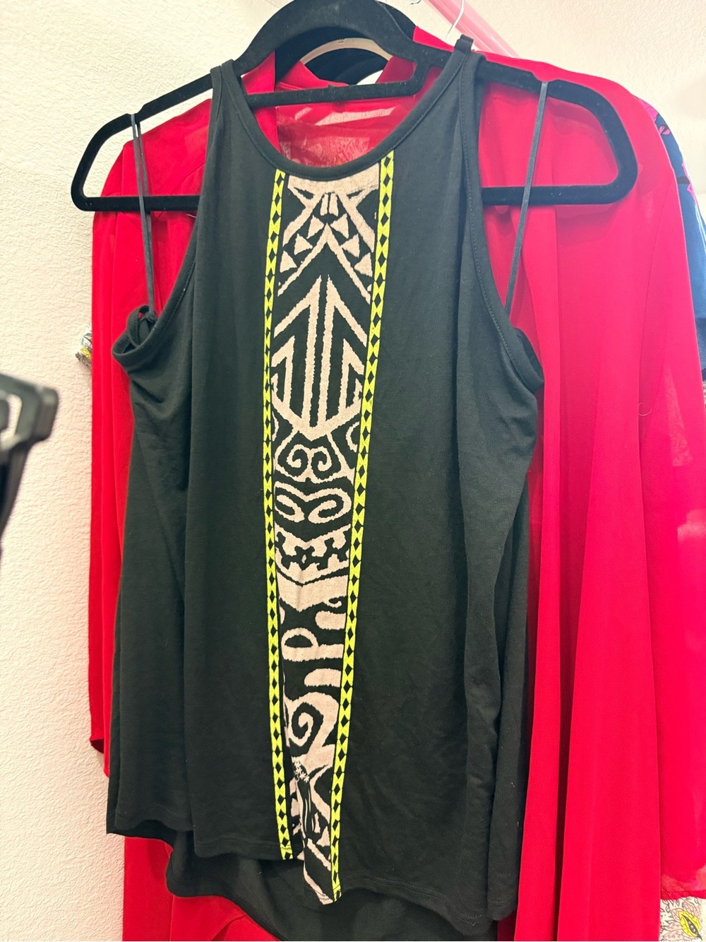 HiNano Black Tank with Neon Yellow-Trim Tribal Stripe